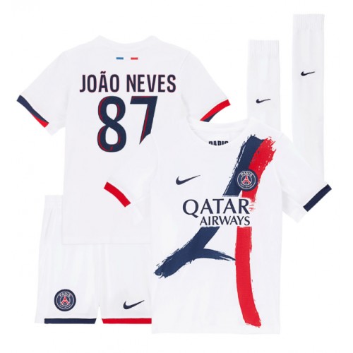 Fotbalové Dres Paris Saint-Germain Joao Neves #87 Dětské Venkovní 2024-25 Krátký Rukáv (+ trenýrky)